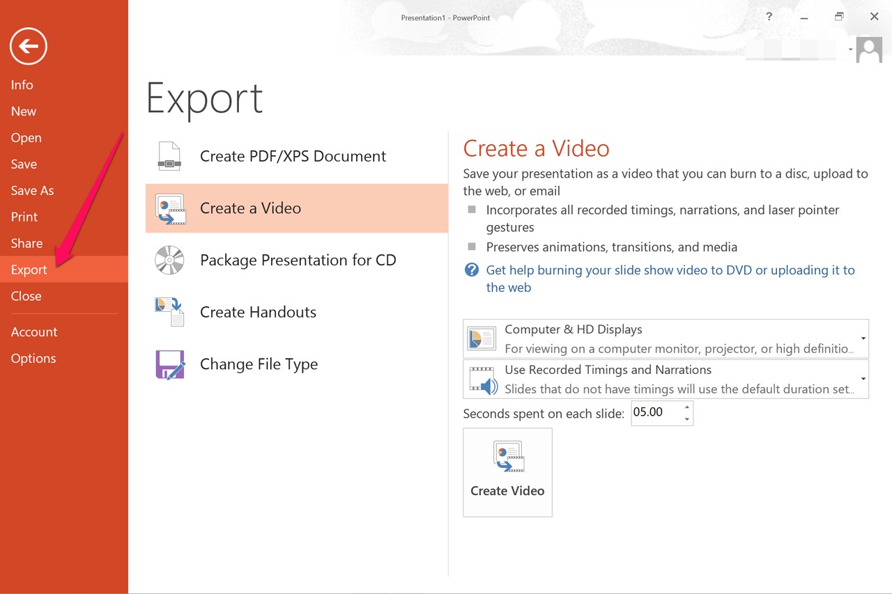 Exporter un diaporama sous forme de vidéo à partir de PowerPoint.