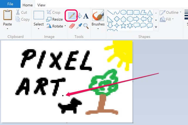 Un seul pixel ajoutée avec l'outil Crayon.