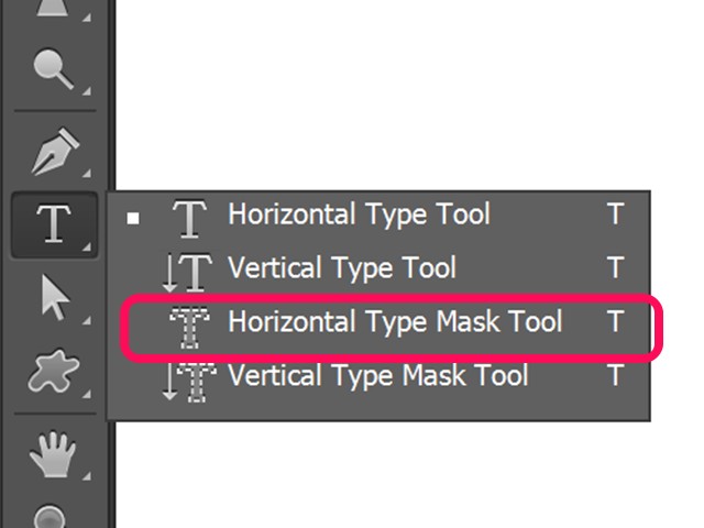 Utilisez l'outil Horizontal Type de Masque.