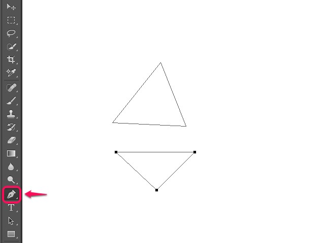 Le triangle inférieur a été établi en tenant Shift.