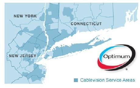 Une carte d'Optimum Online's coverage in the Metro New York Area.