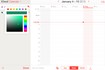 Le sélecteur de couleur personnalisée pour un calendrier dans iCloud.
