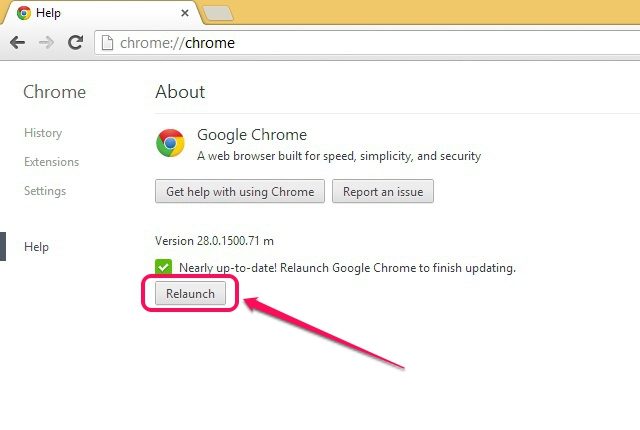 Chrome applique les mises à jour et redémarre automatiquement.