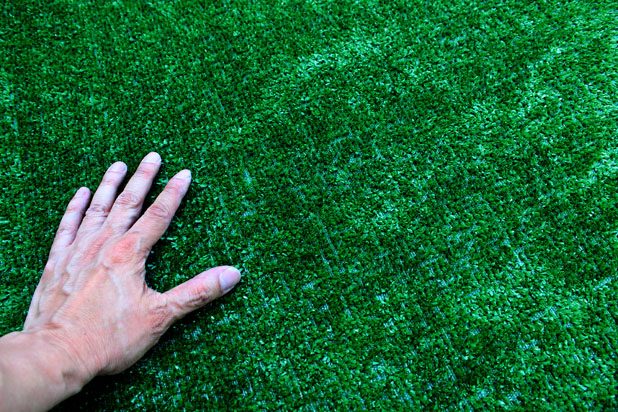 Frottez l'herbe sur le tapis