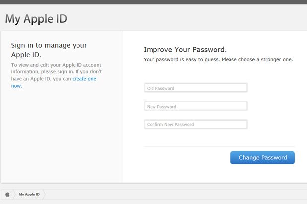 Changez votre mot de passe identifiant Apple.