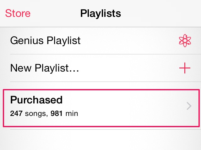 Cette sélection contient toute la musique que vous've purchased from iTunes.